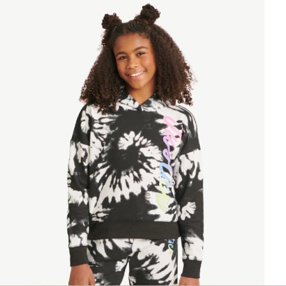 JUSTICE Girl's Everyday "Faves" Tie Dye Fleece Hoodie Sweatshirt